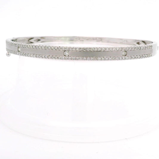14K White Gold Pave Diamond Bangle