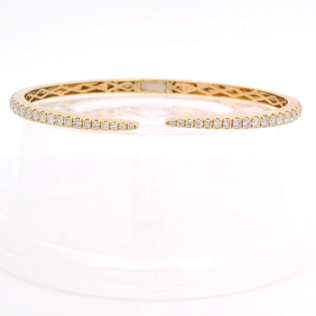 14K Yellow Gold Split Diamond Bangle